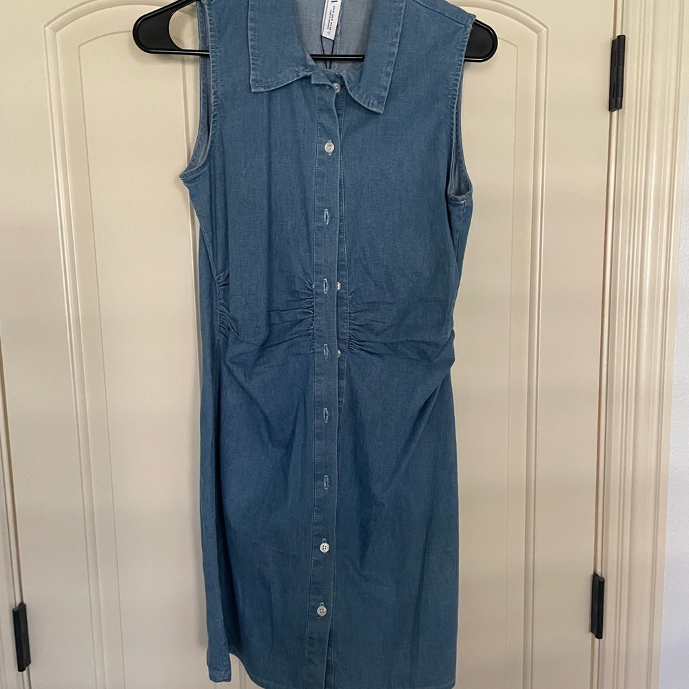 Zara Blue Sleeveless Polo Collar Midi Dress